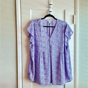 Carolina Belle Plus Size 1X Short Sleeve Summery Blouse - Gently Worn